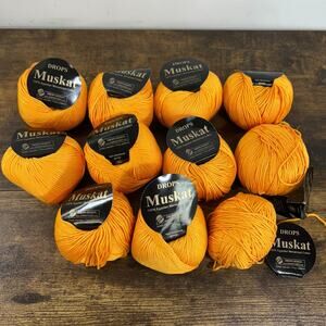 Lot of 11 Muskat by Drops 100% Egyptian Cotton Mercerized, 50g each Warm Orange